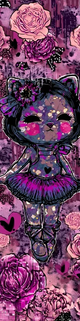 Free kawaii cats bookmark featuring a standing cat wearing a skirt